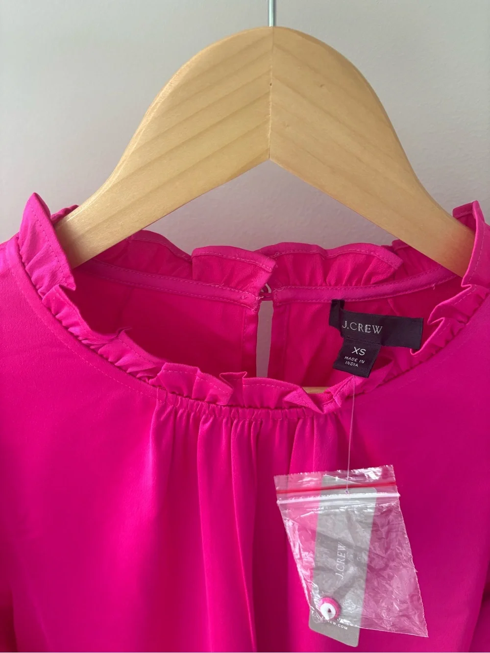 NWT JCREW Women's Ruffle-Trim Blouse - Hot Pink